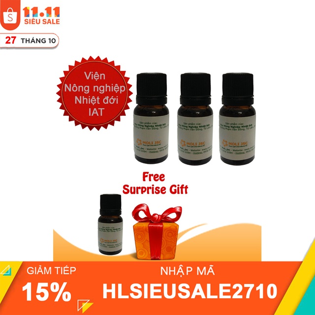 (FREE SHIP) [Nhập mã HLANHOME11] Bộ 3 chai tinh dầu sả chanh 10ml tặng 1 chai 5ml (Viện nông nghiệp nhiệt đới IAT)