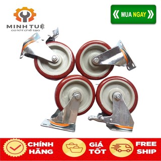 Bộ 4 bánh 12 cm màu mận, 2 xoay 360 độ, 2 đứng cố định dùng cho thay thế cho xe đẩy hàng _ CƠ KHÍ MINH TUỆ