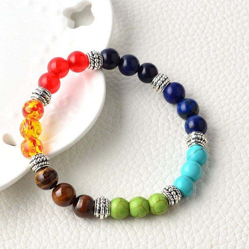 Vòng tay đá núi lửa 7 màu thời trang