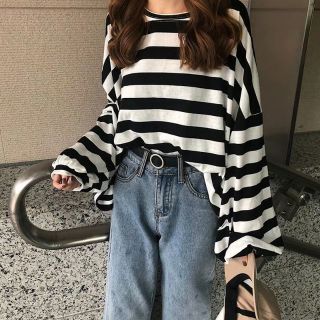 [ODER] ÁO KẺ OVERSIZE TAY BỒNG ULZZANG