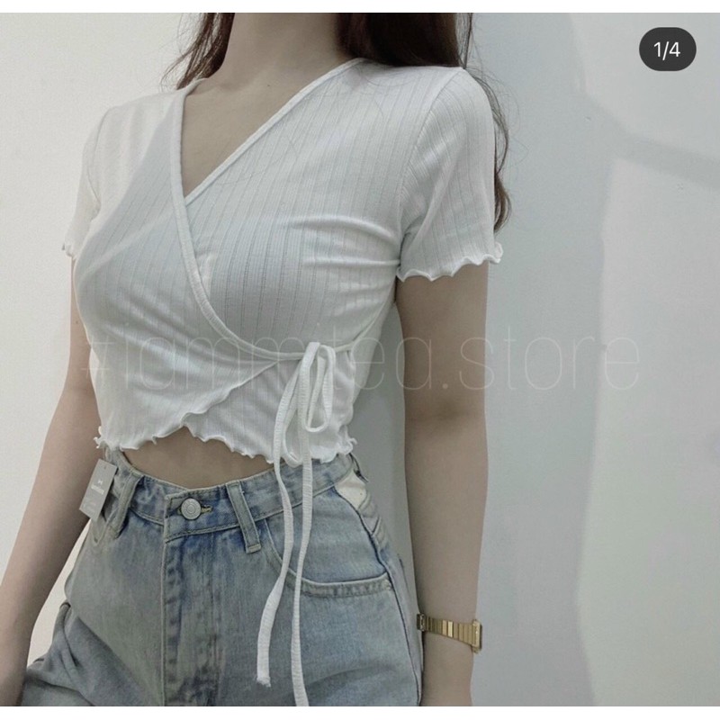 ??Áo Croptop dây đắp chéo siêu sexy?Kèm hình thật? vải mềm