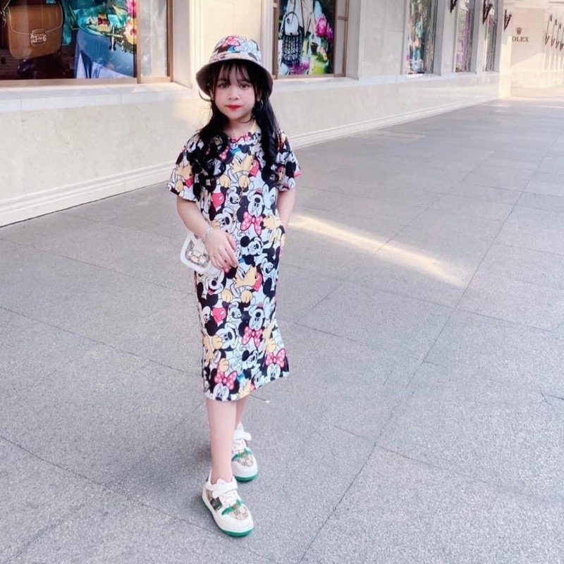 Váy bé gái từ 10kg đên 32kg hoạt hình 3D tặng kèm mũ đội đầu TTR9 TTN10