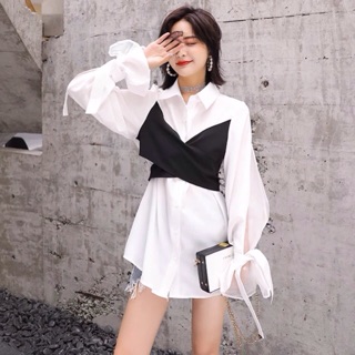 ORDER Set Sơ mi / Thun phối yếm ngực ulzzang