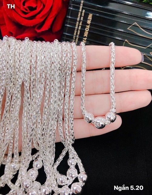Dây chuyền cho bé bạc ta - mix bi trái châu chuẩn bạc ta