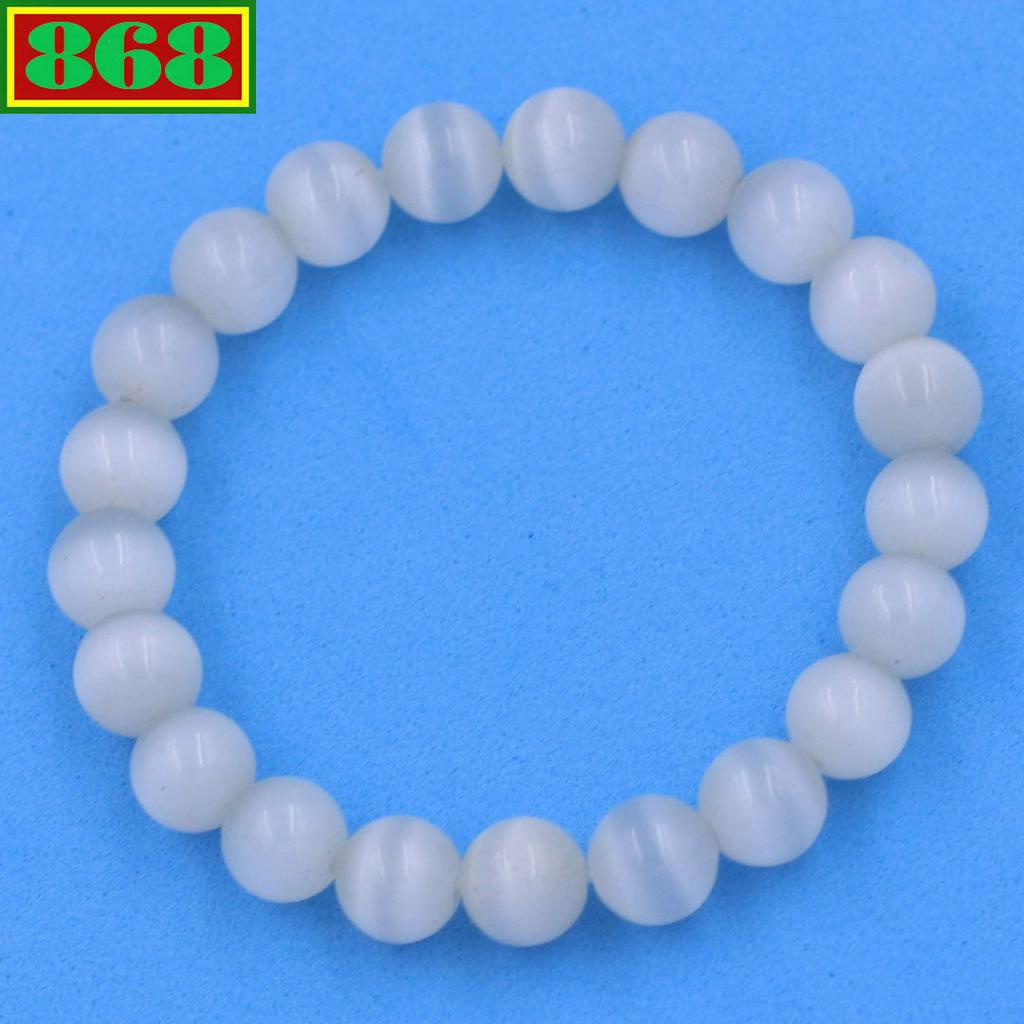 Vòng chuỗi đeo tay đá mắt mèo trắng 8 ly, từ 6 ly đến 12 ly, 108 hạt, vòng tay chuỗi hạt, vòng tay h