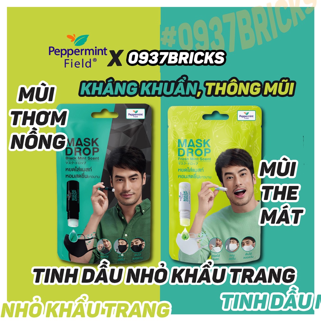 [HOT TREND]Tinh dầu nhỏ khẩu trang MASK DROP nội địa Thái Lan chính hãng BLACK PEPERMINT FIELD