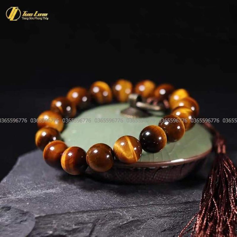 VÒNG TAY ĐÁ MẮT HỔ PHONG THỦY MÀU VÀNG NÂU -dũng107