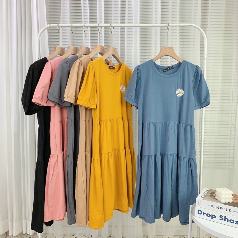 VÁY BABYDOLL BẦU THÊU HOA -  thêu nốt nhạc