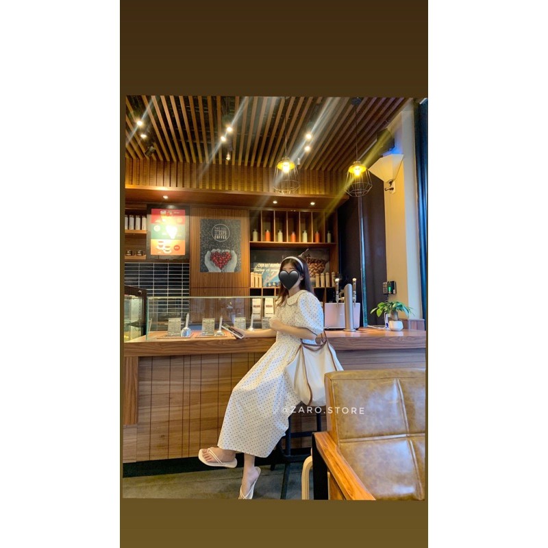 Đầm chấm bi cổ bèo korea