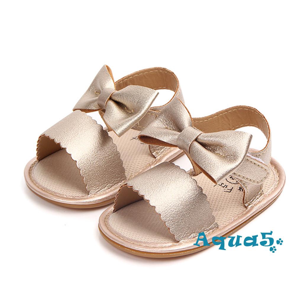 Giày Sandal Đế Mềm Đính Nơ Xinh Xắn Cho Bé Gái