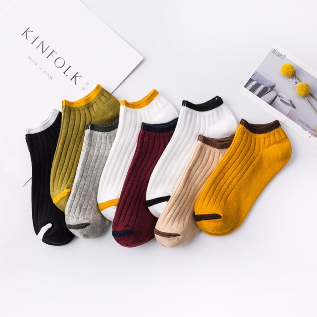 Set Tất cổ ngắn nữ Caramel⚡ FREESHIP Đơn Từ 250K ⚡ Vớ trơn cổ ngắn nam nữ làm từ 100% cotton, dày mịn, co dãn thoải mái