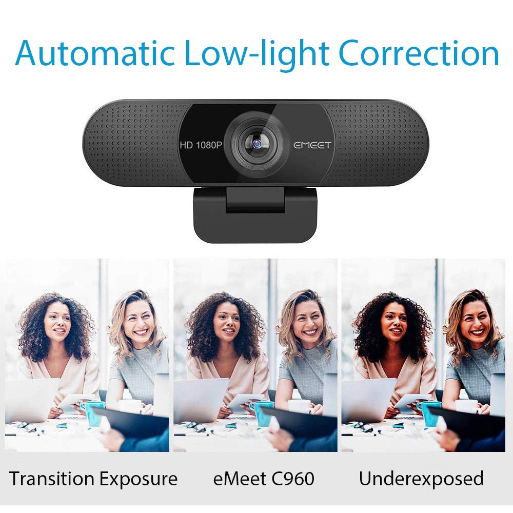 Webcam họp trực tuyến góc siêu rộng, fullHD, tự động lấy nét, căn chỉnh độ sáng | Emeet C960 | BigBuy360 - bigbuy360.vn