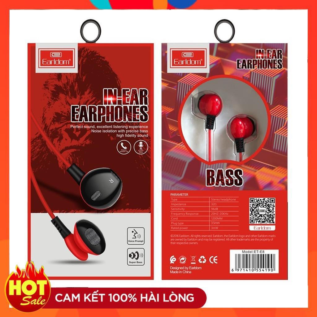 [Chính Hãng] Tai Nghe Dây Super Bass Âm Thanh Trung Thực EarlDom E8-Hàng chính hãng bảo hành 18 tháng