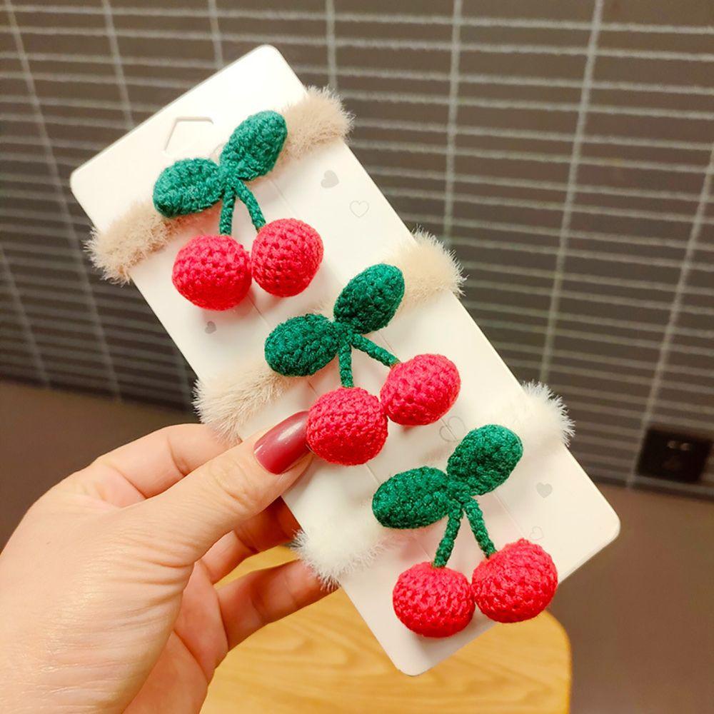 Dây Cột Tóc Lông Nhung Co Giãn Hình Quả Cherry Đơn Giản WMES15H Cho Nữ