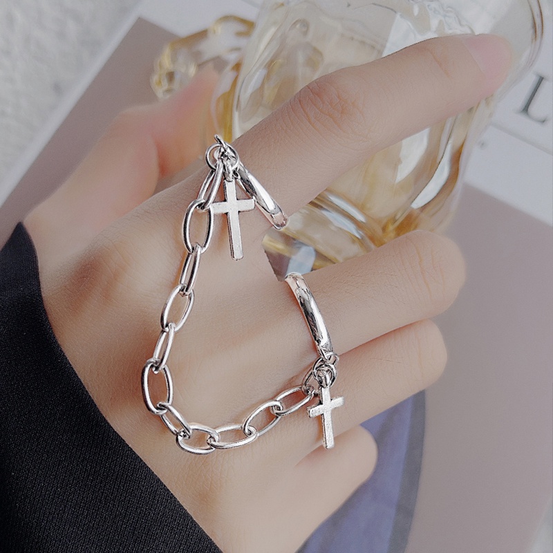 Nhẫn đeo tay hình chữ thập phong cách hip hop thời trang cổ điển cho nam và nữ