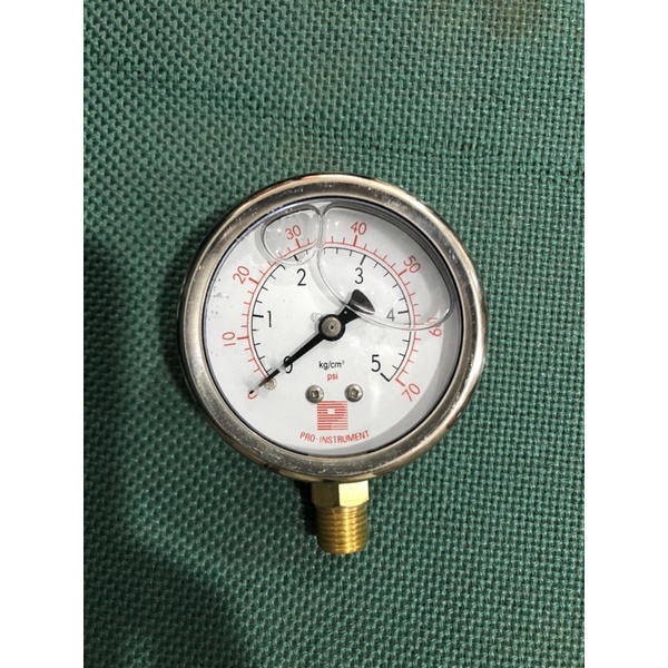 Đồng hồ đo áp suất, áp lực nước, hơi, khí nén 5kg/m3, bên trong có dầu