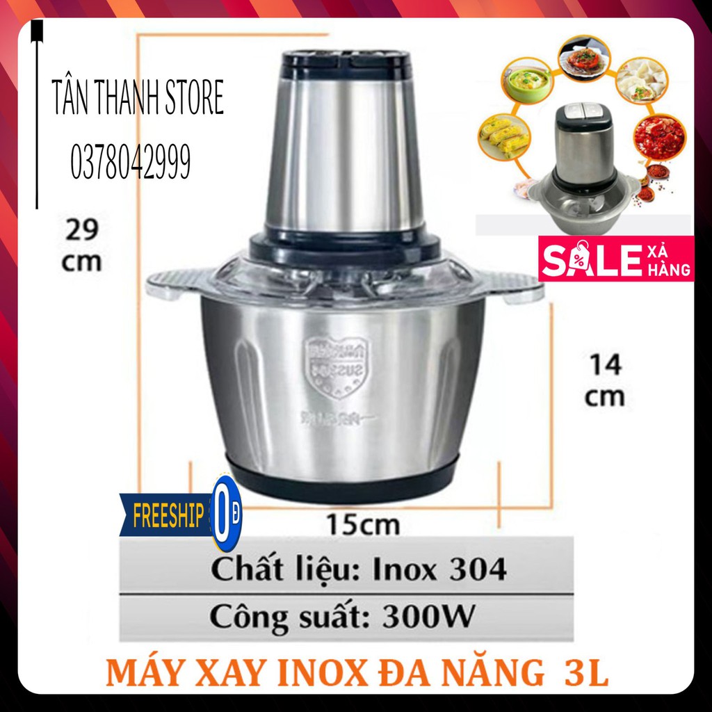 Máy Xay Thịt,Máy Xay Cầm Tay Đa Năng 3L Công Suất 300W Xay Thịt Cá, Rau Củ, Xay Sinh Tố