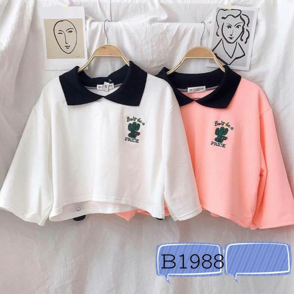 Áo Thun Croptop Có Cổ Cây Xương Rồng Dễ Thương EVA AO 30187 | BigBuy360 - bigbuy360.vn