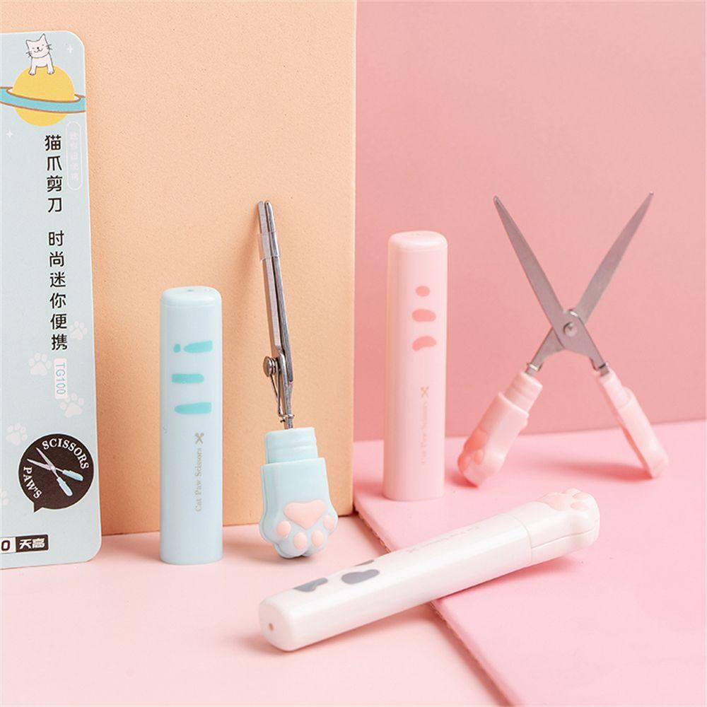 FOREVER Kawaii Cat Paw Art Scissors Multifunctional School Stationery Child Handmade Scissors Mini Cut Handicraft Tool Handmade Shear Kindergarten School With Safe Cap Kids Paper Cutting Stainless Steel Scissors