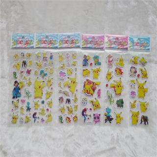 Bộ 5 tấm nhãn dán nổi hoạt hình 3D Pokémon Pikachu bằng nhựa PVC chống thấm nước