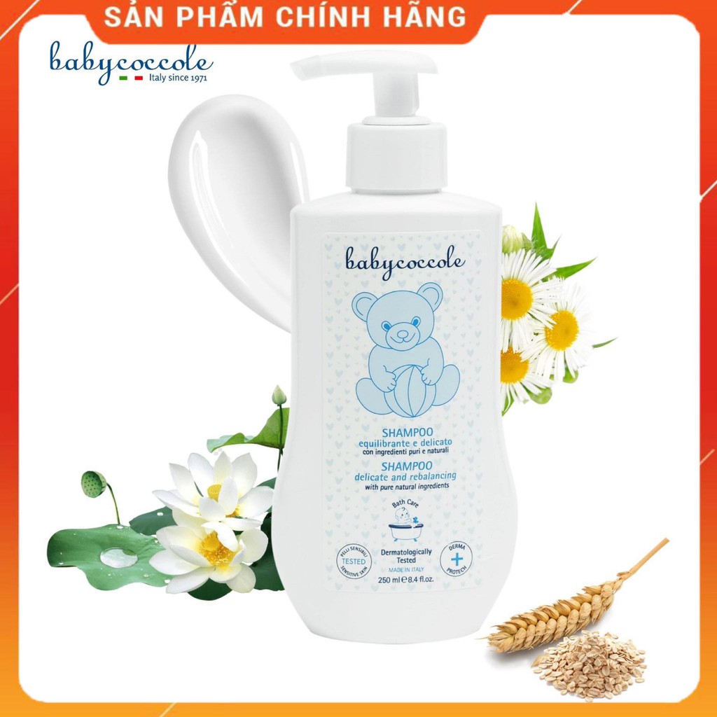 [100% Organic] Sữa tắm gội Baby Coccole 250ml chiết xuất từ Hoa sen hương thơm tự nhiên, an toàn cho bé từ sơ sinh 0m+