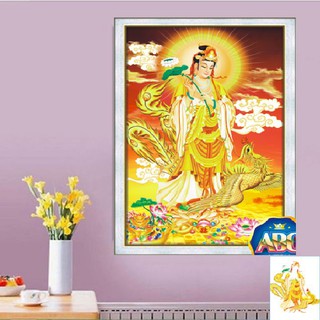 Tranh đính đá Quan Âm Cưỡi Phụng kt85x55cm DF573
