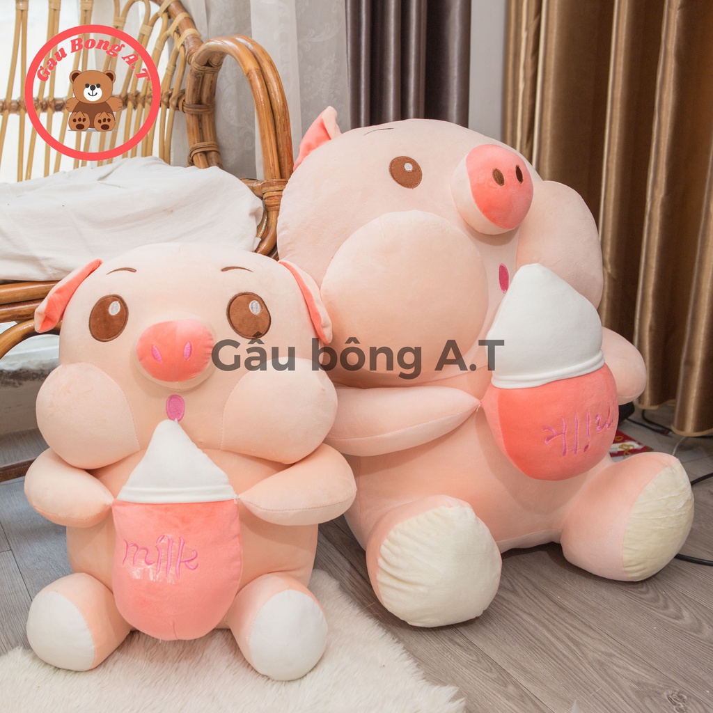 Gấu Bông Heo Ôm Bình Sữa, Lợn bú bình, thú nhồi bông siêu cute siêu hot hit hàng mềm mại cao cấp size 55cm-85cm-1m1