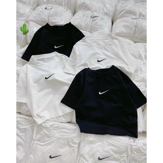 ÁO THUN CROTOP TRẮNG ĐEN BASIC ( thêu logo nhỏ Ni k ) - NORN Clothing