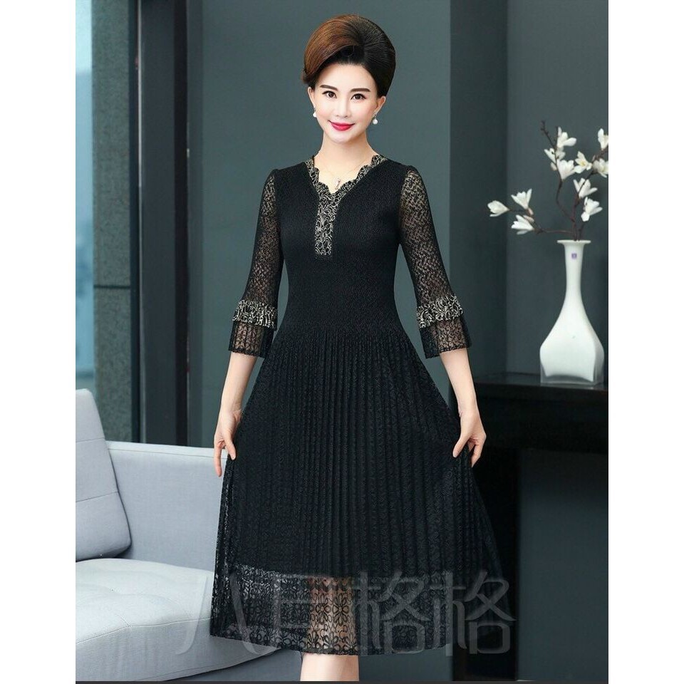 HÀNG QC - ĐẦM XÒE REN DẬP LY TAY LỠ DÁNG DÀI SANG TRỌNG - MH662