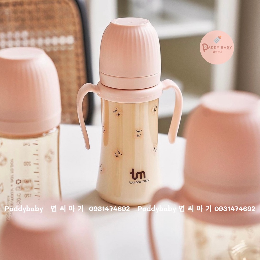 Bình hút nước cho bé Dottodot x Tovy & Molly Hàn Quốc  kèm tay cầm - made in Korea