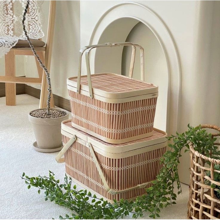 Giỏ mây đựng trái cây picnic/ đi du lịch/ trang trí tiện lợi