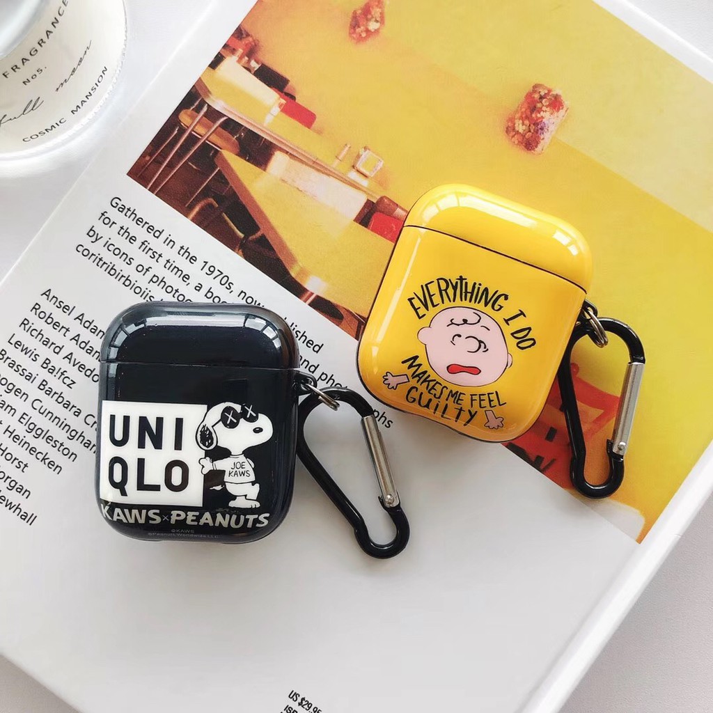 Protective casing of Soft airpods Case headset AirPod 1 case with lovely snoopy charlie shaped keychains AirPods 2 Case