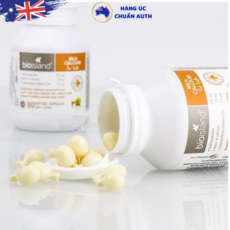 Viên Bổ sung Canxi sữa cho bé của Úc Bio Island Milk Calcium Kids 90 viên