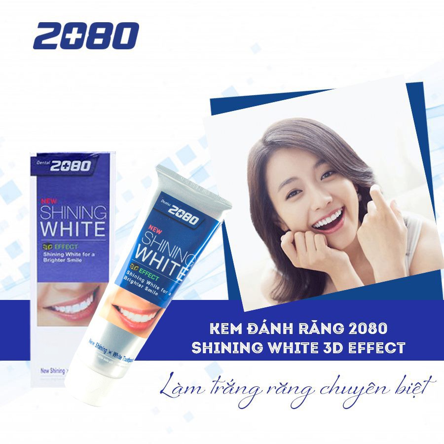 Kem Đánh Răng Làm Sạch Mảng Bám, Trắng Răng 2080 Shining White 3D Effect Hàn Quốc 100g