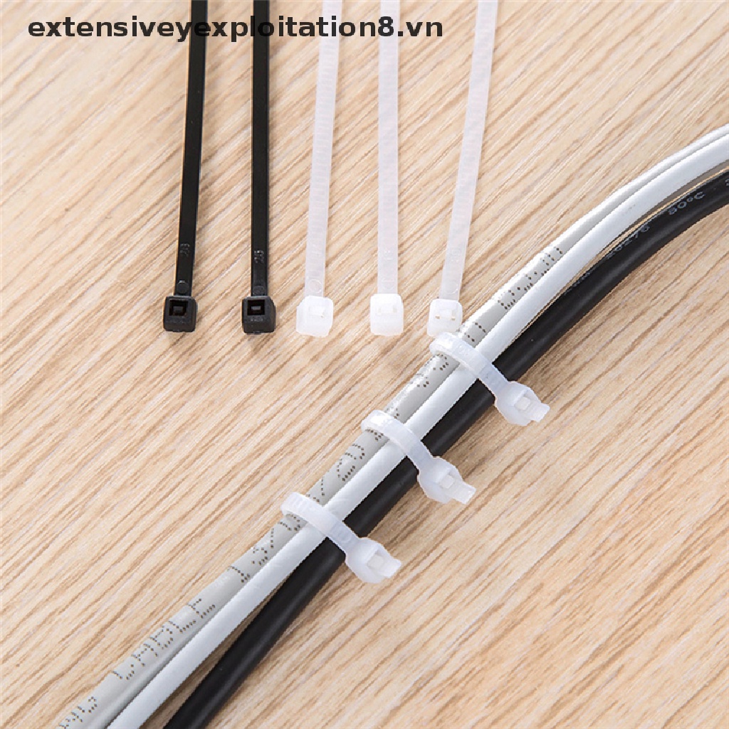 Set 100 dây rút nylon màu trắng/ đen buộc cáp tiện dụng