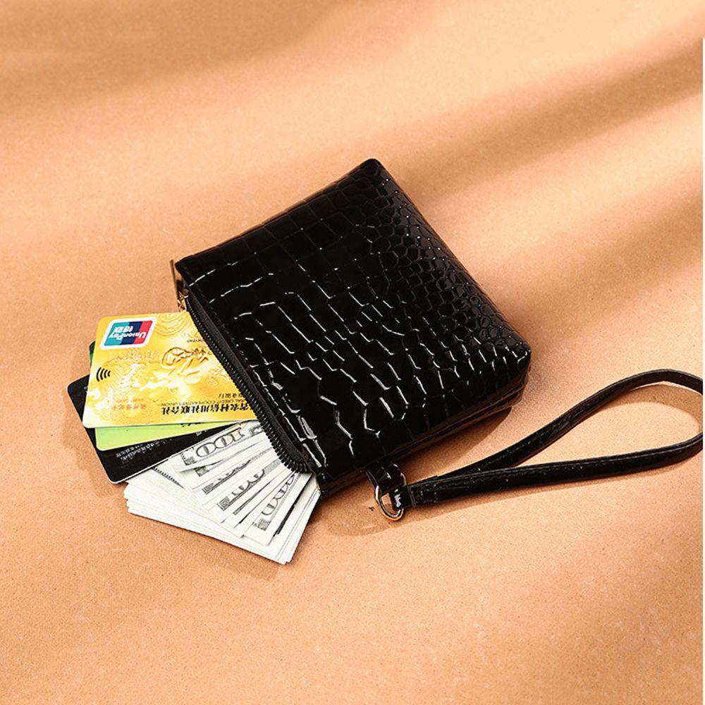 MIHAN1 Female Card Coin Wallet Coin Purses PU Change Bag Mini Solid Color Handbag Zipper Crocodile/Multicolor