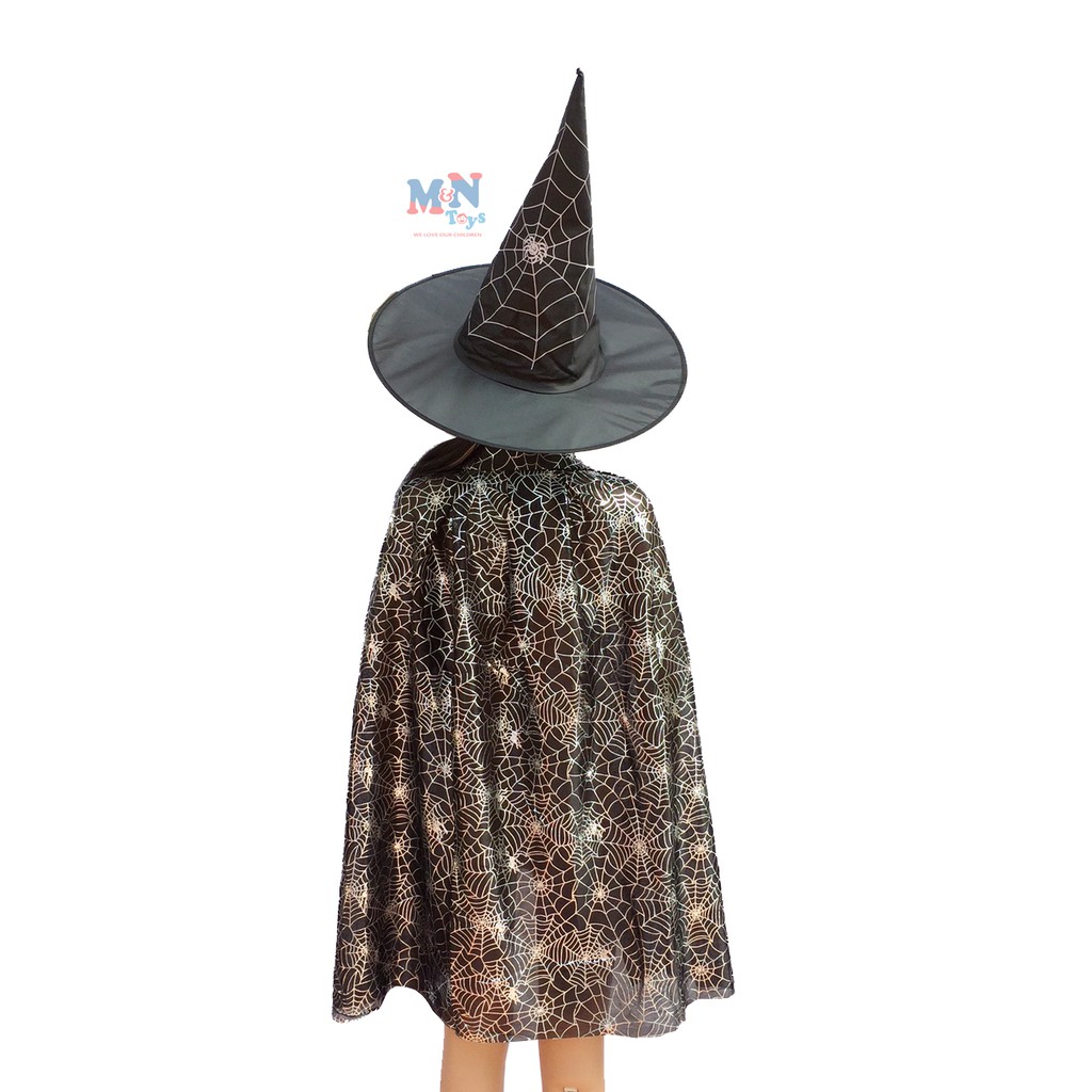 Set áo choàng phù thủy kèm mũ hóa trang Halloween cho bé từ 2 tuổi trở lên