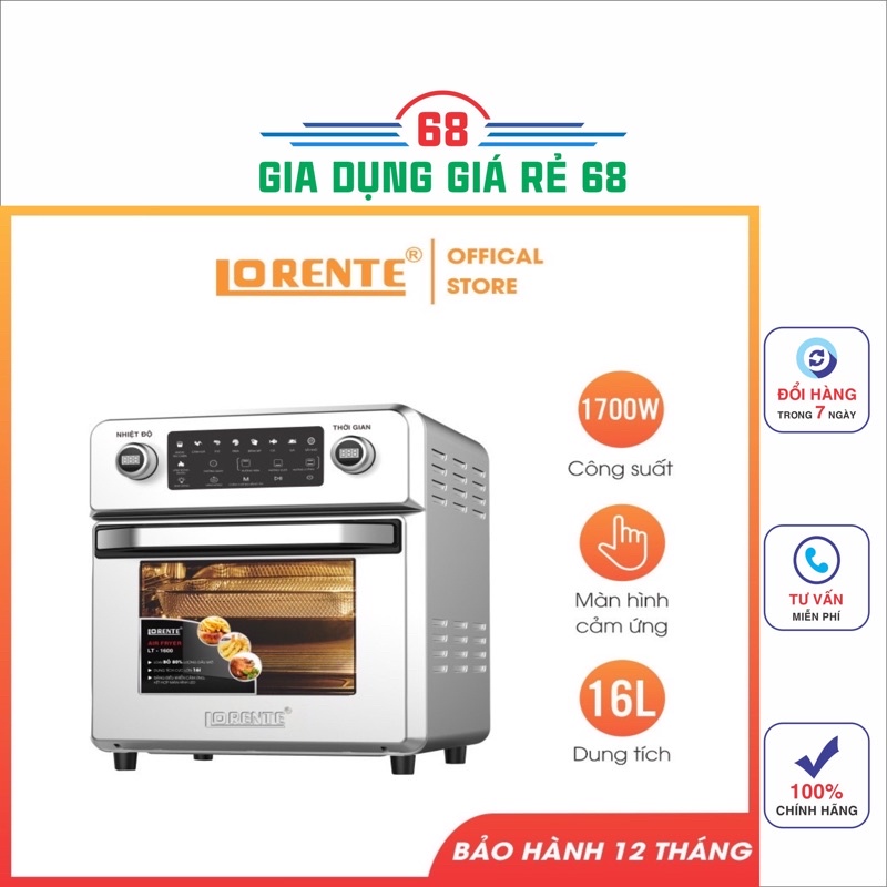 Nồi Chiên Không Dầu 16L Lorente LT 1600- Điều Khiển Cảm Ứng-8 Chế Độ Cài Đặt Sẵn