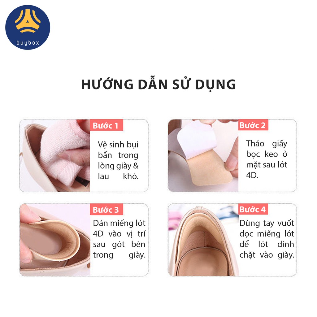 Miếng lót giày sau gót  4D bền, đẹp, chống trầy, chống trượt dành cho mọi lứa tuổi _ BUYBOX_BBPK54