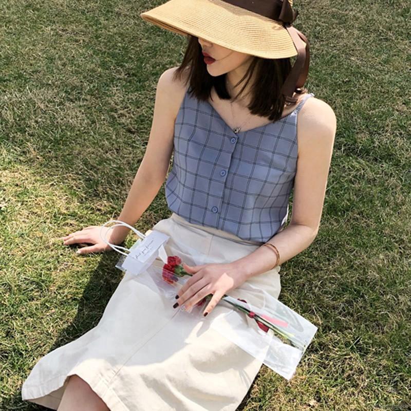 Áo Chiffon Nữ Cổ Chữ V Họa Tiết Caro | BigBuy360 - bigbuy360.vn