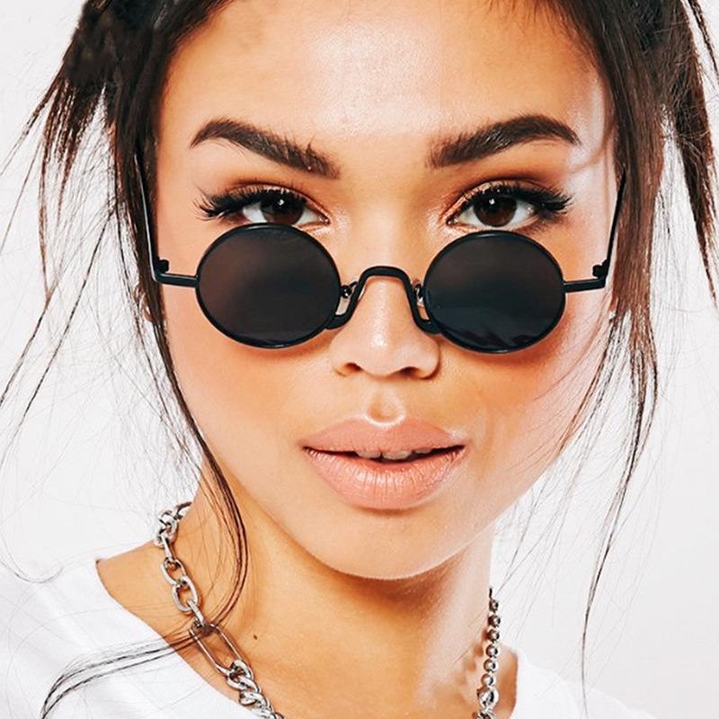 Kính Mát Gọng Tròn Bằng Kim Loại Phong Cách Hiphop Thời Trang