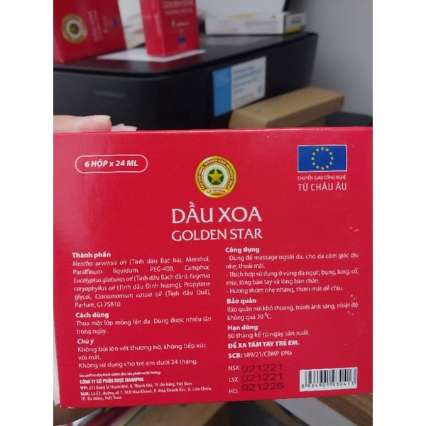 Dầu xoa Golden Star 24ml  - Massage ngoài da, cho da cảm giác dễ chịu