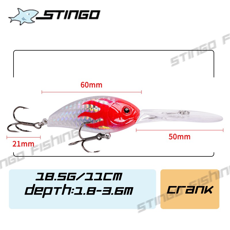 Stingo Crankbait 11cm 18.5g mồi câu cá giả lóc bằng nhựa cứng Fishing Lure