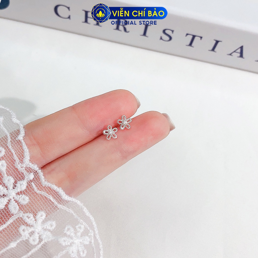 Bông tai bạc nữ hình bông hoa nhỏ chất liệu bạc 925 thời trang phụ kiện trang sức nữ thương hiệu Viễn Chí Bảo B400324