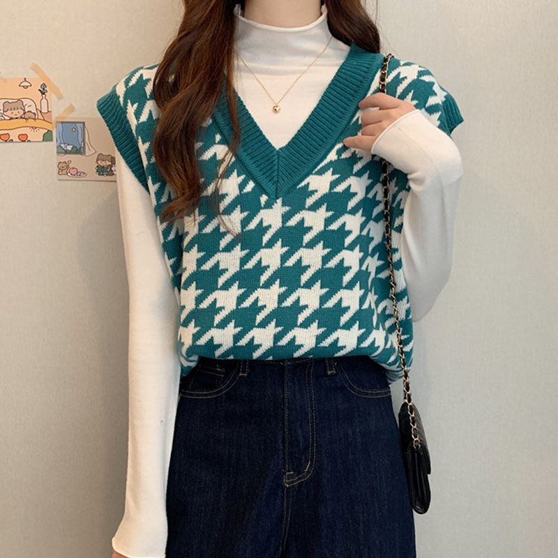 Áo Gi-Lê Len Sát Nách Dáng Rộng Kẻ Ca-Rô Trẻ Trung Hợp Thời Trang | BigBuy360 - bigbuy360.vn