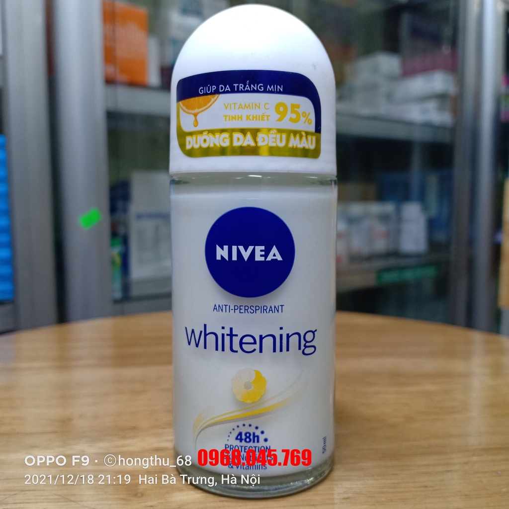 Lăn ngăn mùi NIVEA whitening  - Giúp da trắng mịn se lỗ chân lông chai 50ml