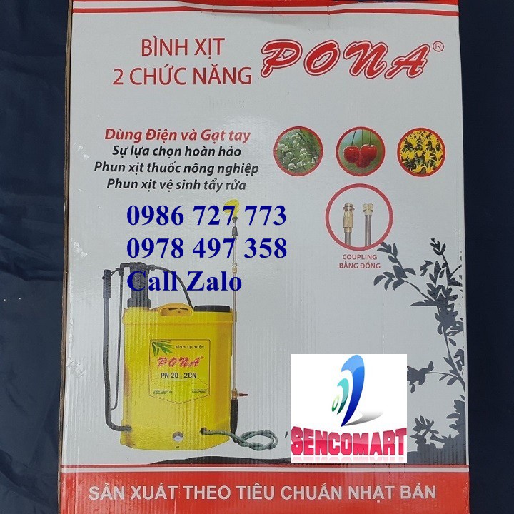 Bình xịt điện 2 chức năng Pona 20-2CN- Máy phun thuốc bơm tay và chạy điện giá rẻ