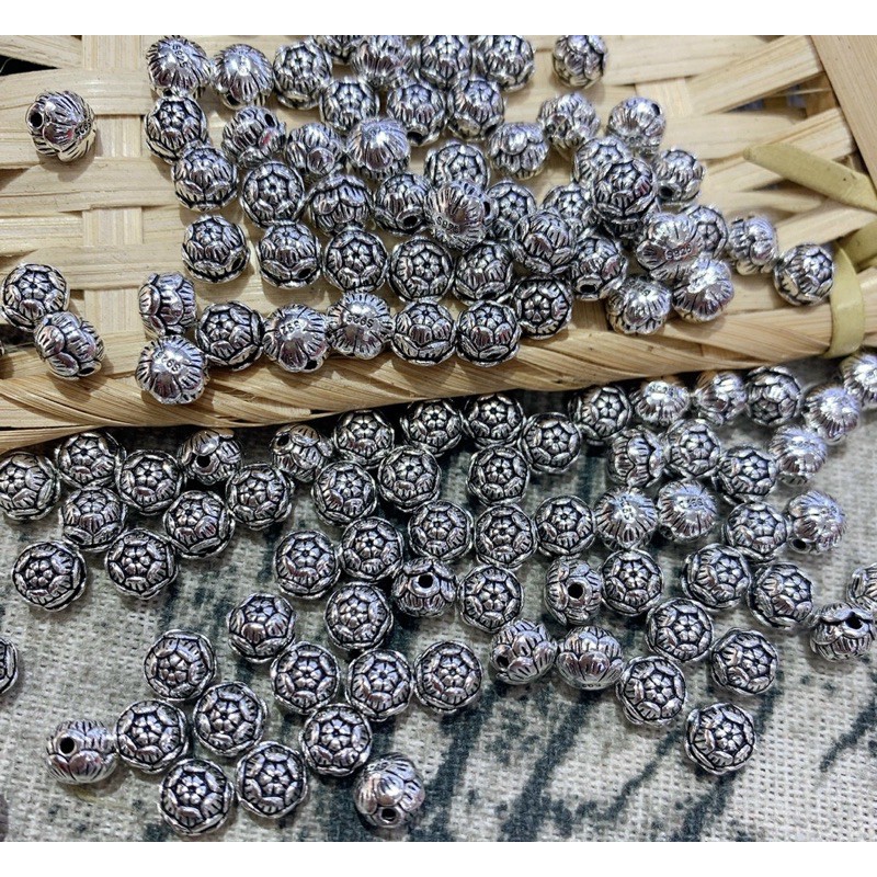 Charm Hoa sen Bạc S925 xỏ ngang