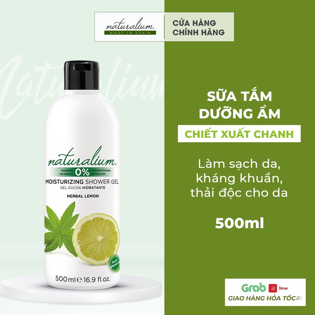 Sữa tắm dưỡng ẩm NATURALIUM hương chanh 500ml giúp làm sạch da, vi khuẩn, giảm nếp nhăn và đều màu da