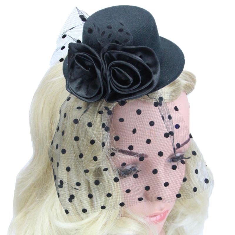 Youyo Kẹp Tóc Phối Mạng Che Mặt Họa Tiết Chấm Bi Và Hoa Dạng Lưới Thời Trang Cho Bé Gái